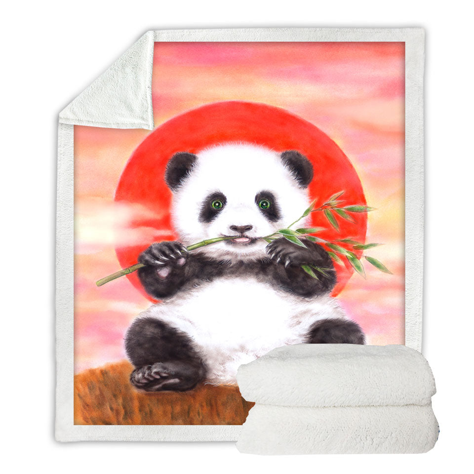 Animal Drawing Sun Dawn Panda Lightweight Blankets