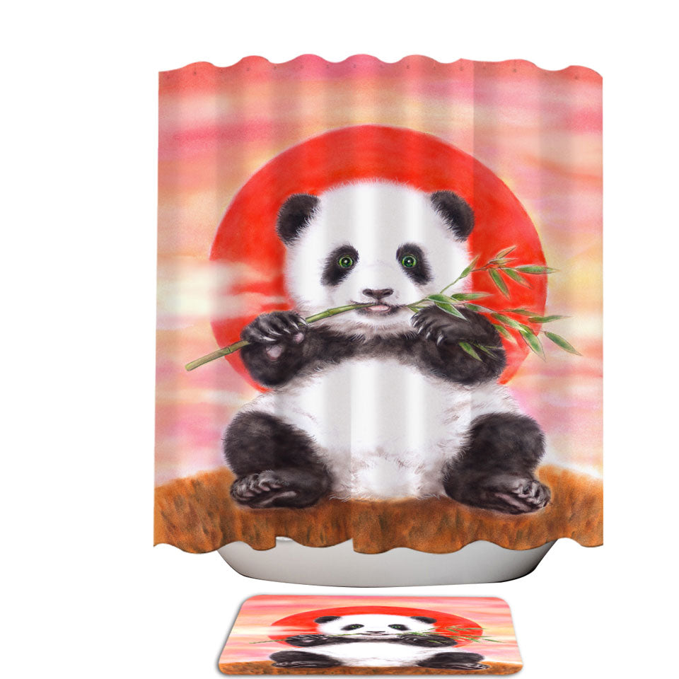 Animal Drawing Sun Dawn Panda Shower Curtain