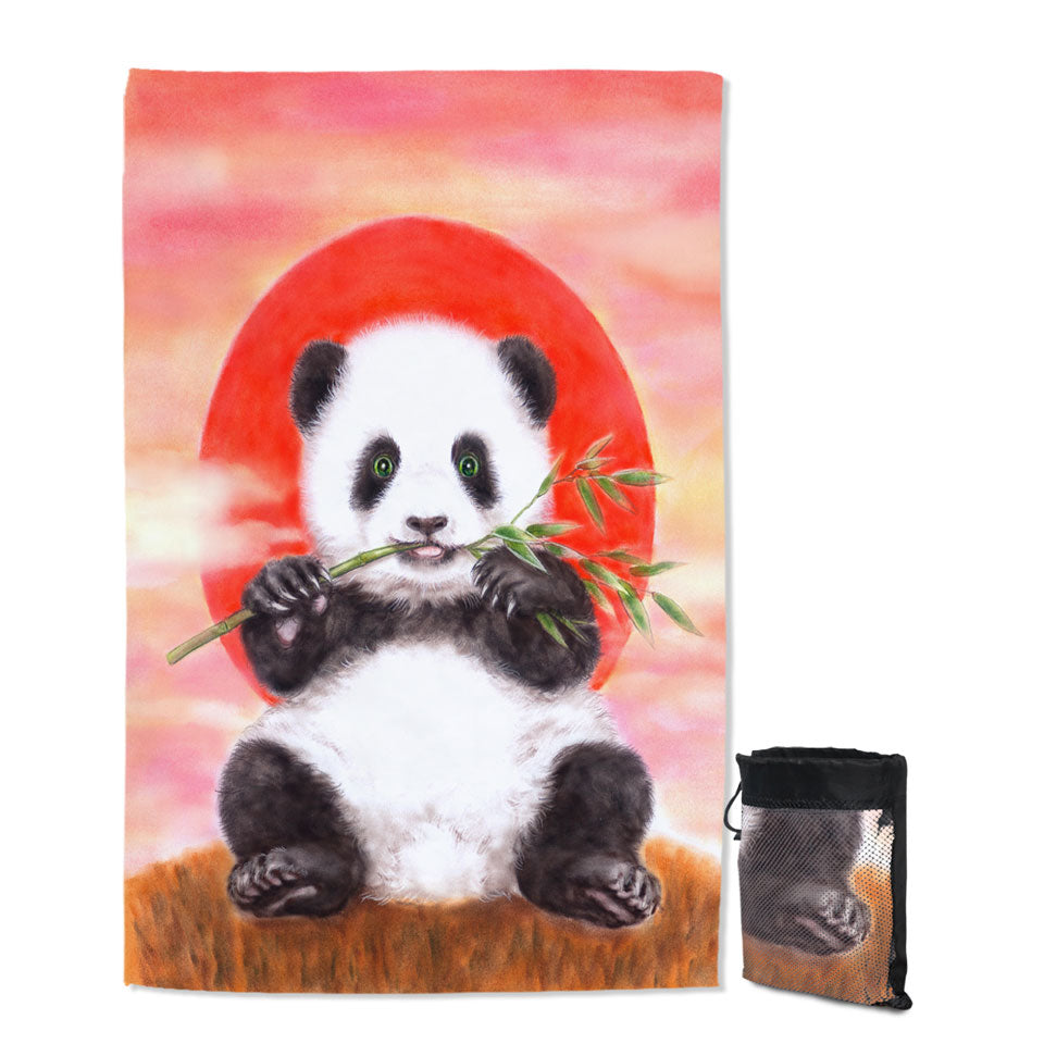 Animal Drawing Sun Dawn Panda Unique Beach Towels