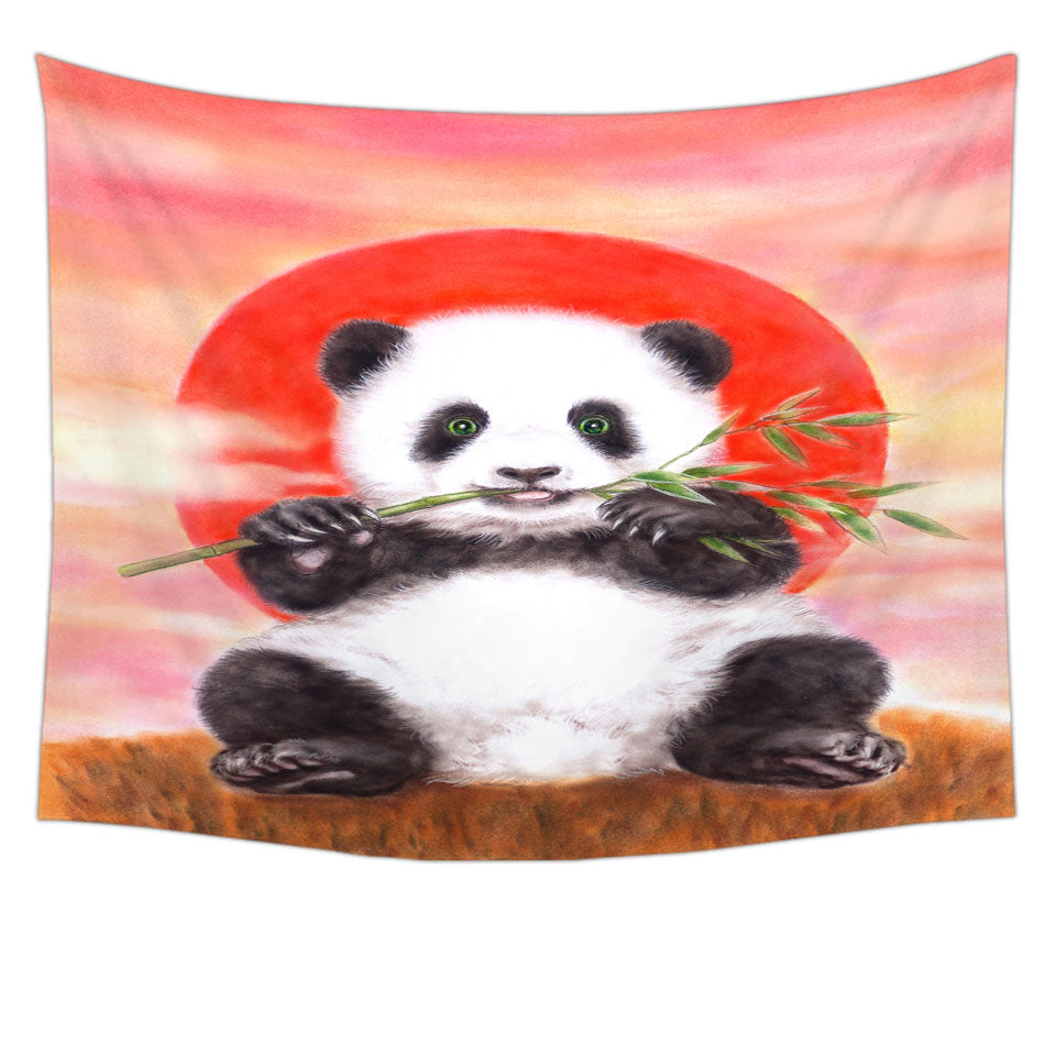 Animal Drawing Sun Dawn Panda Wall Art Prints
