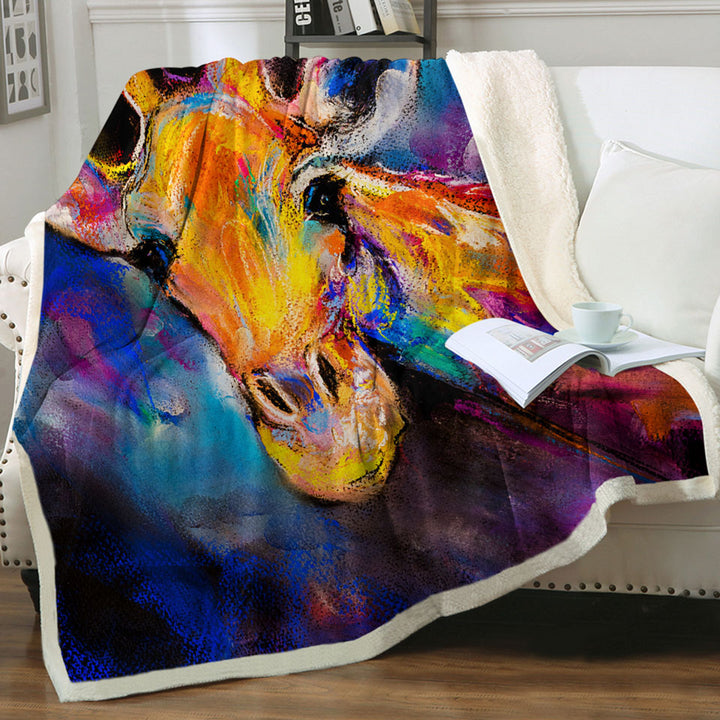 Animal Throws Art Painting Giraffe Sherpa Blanket
