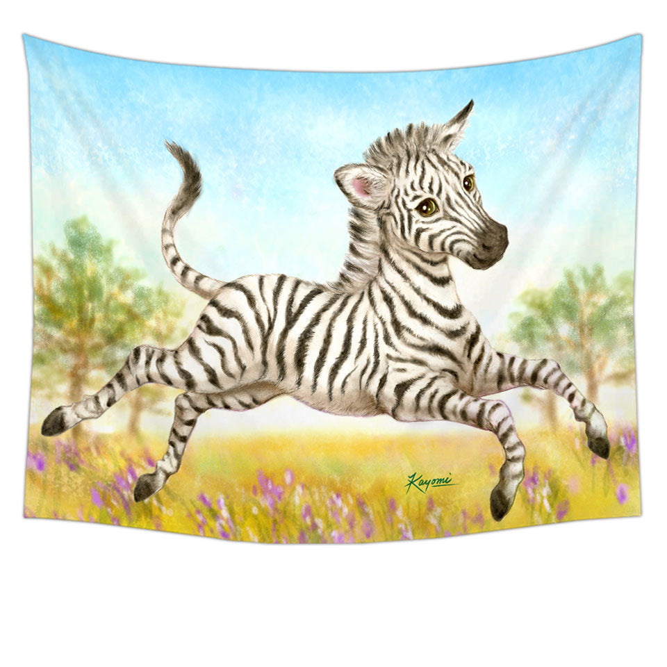 Animal Wall Decor Design for Kids Happy Little Zebra Tapestry