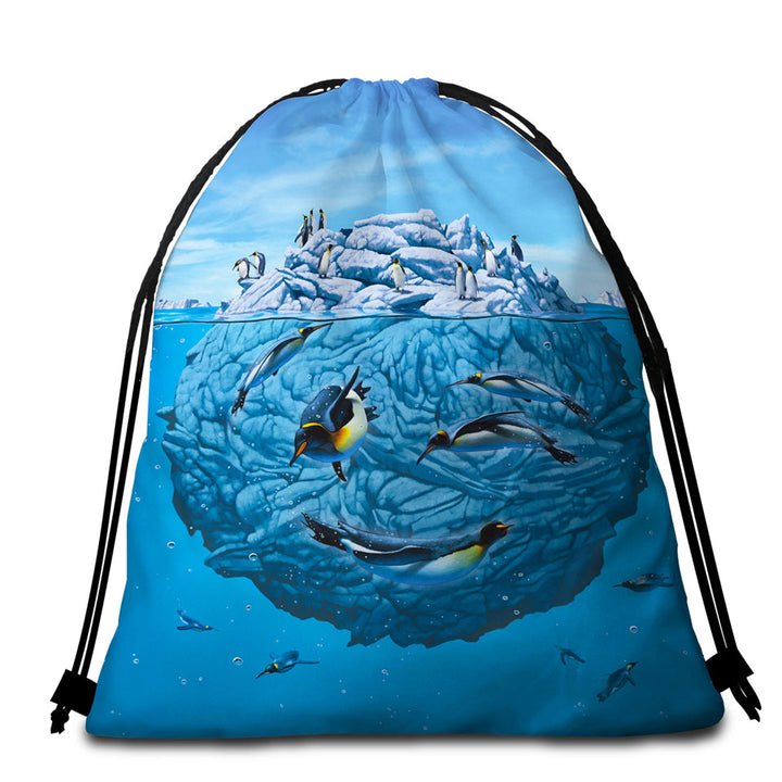 Animals Art Colony of Penguins Beach Bags and Towels