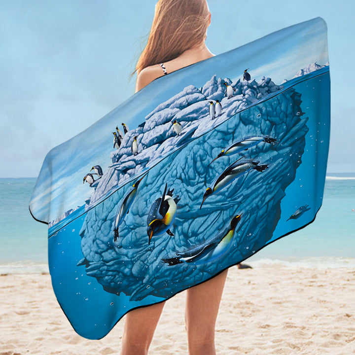 Animals Art Colony of Penguins Pool Towels