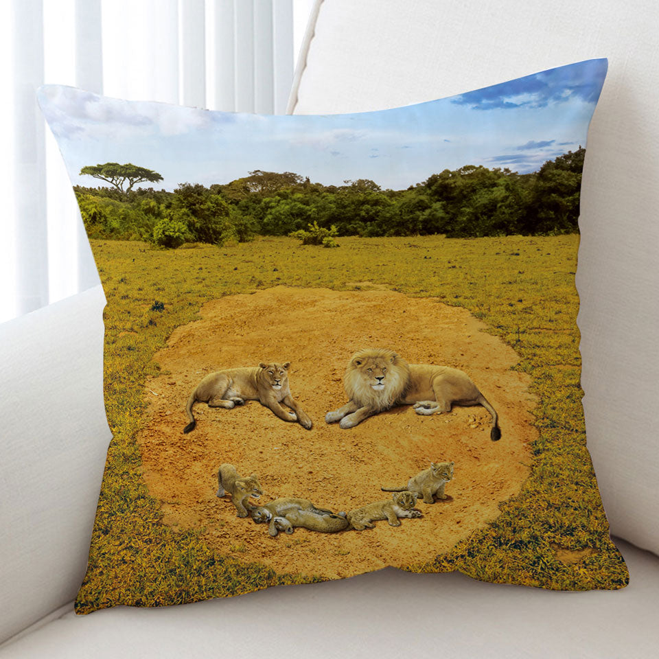 Animals Art Smiley Face Lions Cushion Cover