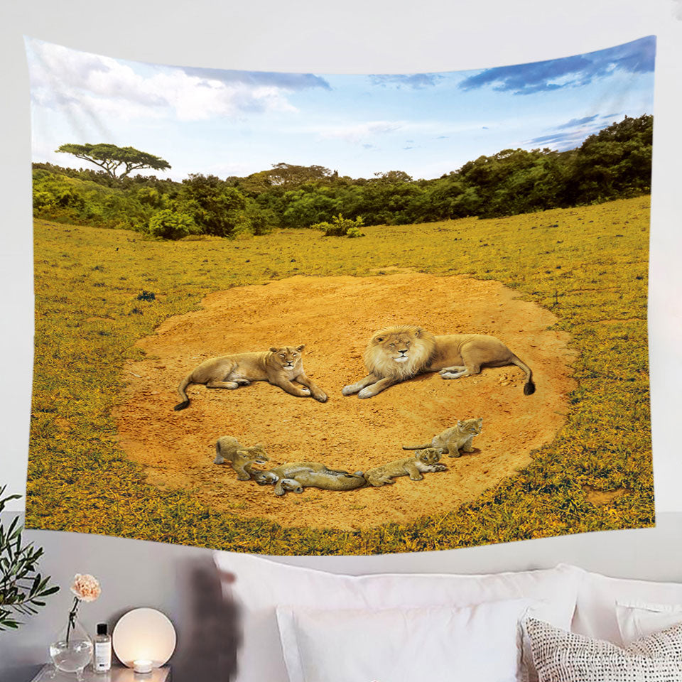 Animals-Art-Smiley-Face-Lions-Tapestry