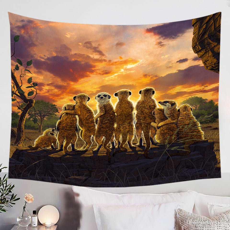 Animals-Art-Wall-Decor-Sunset-Meerkats-Suricate-Tapestry