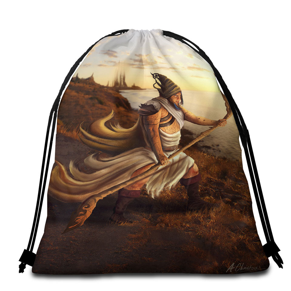 Arcturios Fantasy Art Warrior Beach Bags and Towels
