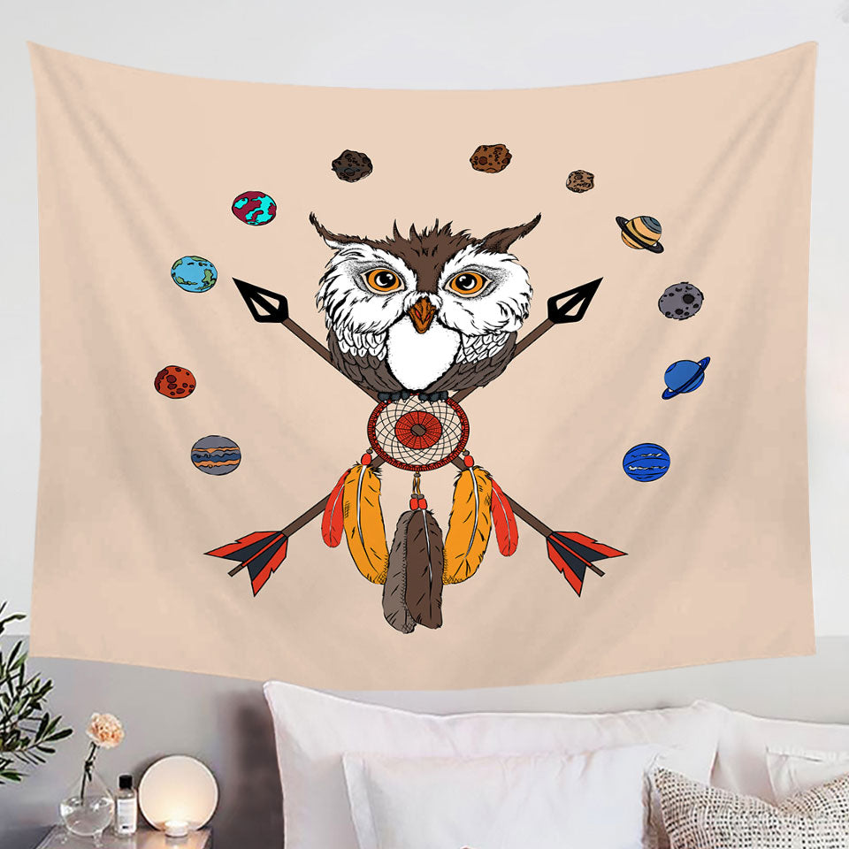 Arrows Dream Catcher and Owl Wall Decor Tapestry