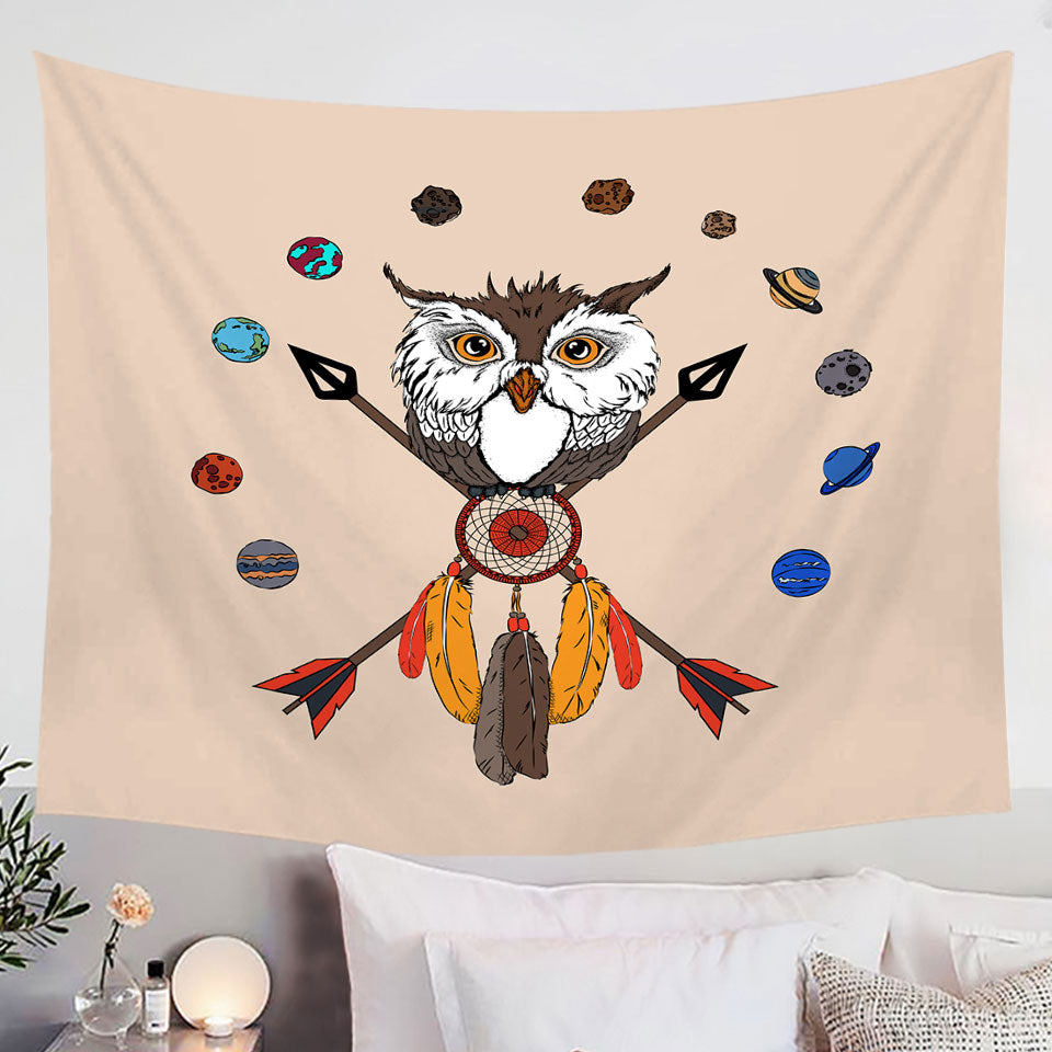 Arrows Dream Catcher and Owl Wall Decor Tapestry