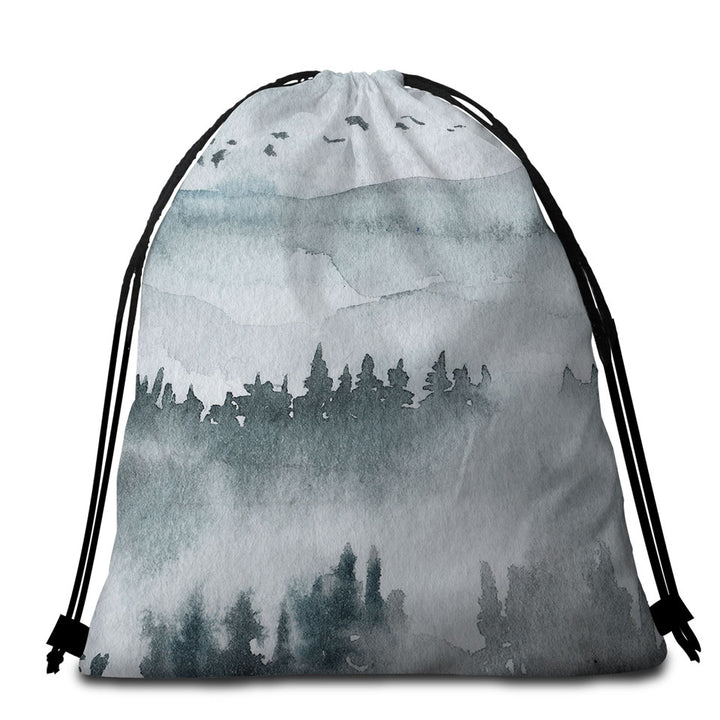 Art Beach Towel Pack Forested Mountain Fog