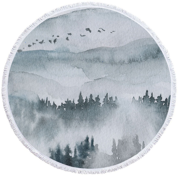 Art Beach Towels Forested Mountain Fog