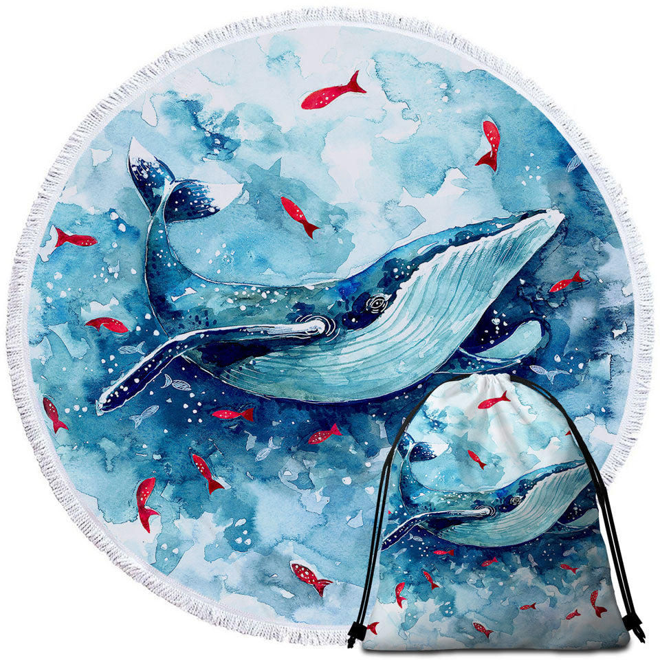 Art Beach Towels and Bags Set Painting Fish and Whale
