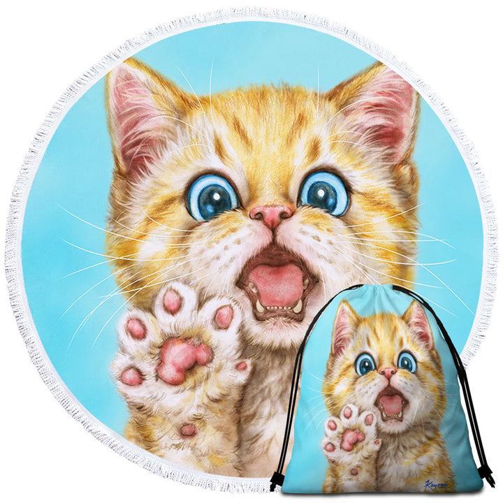Art Big Beach Towels Drawing Cats Beautiful Ginger Kitten