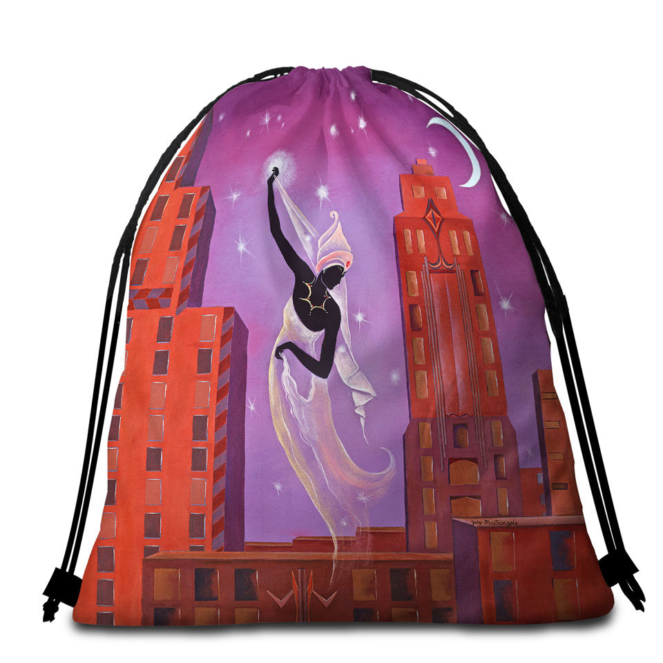 Unique Elegant Beach Towel Bags Primavera Gorgeous White Horse