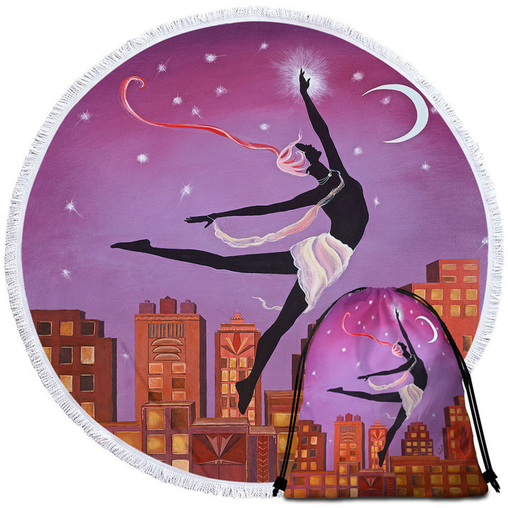 Art Deco Beach Towels Arabesque Night City Dancing Painting