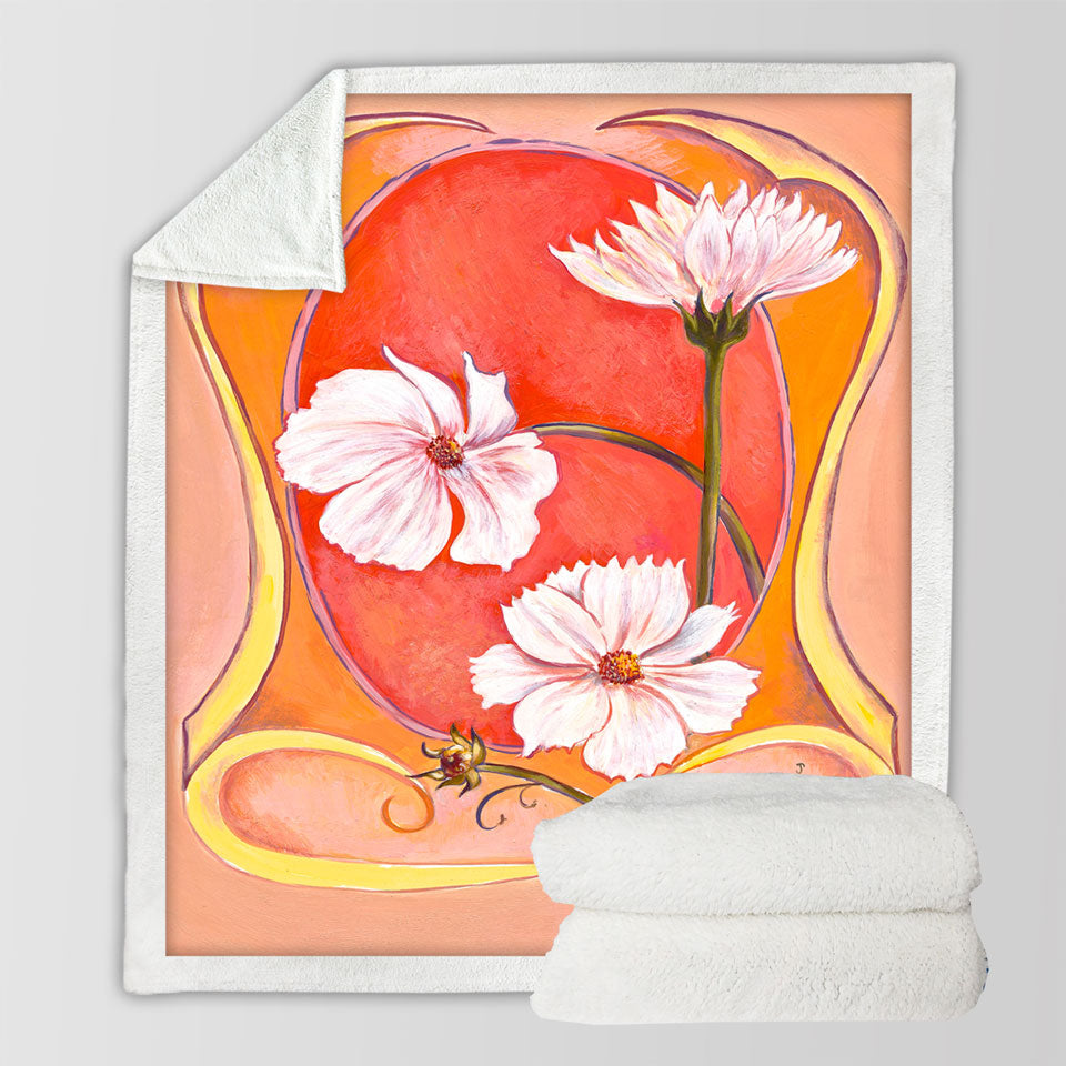 products/Art-Deco-Cosmos-White-Flowers-Sherpa-Blanket