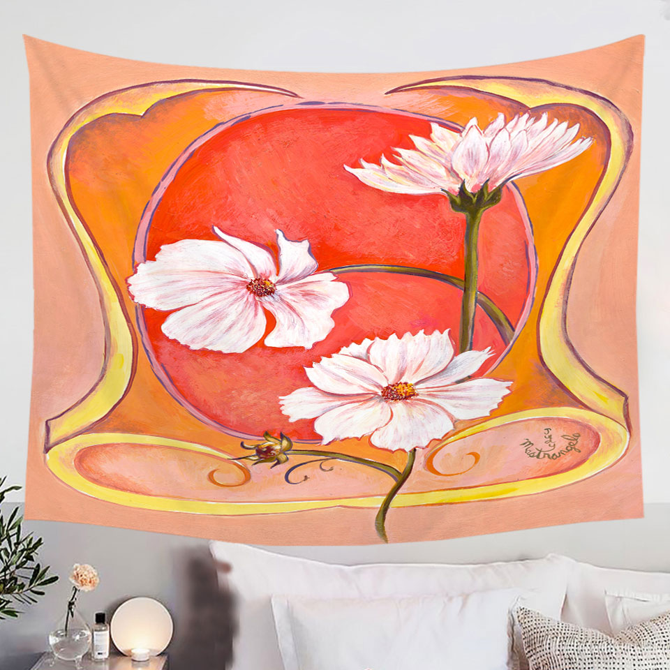 Art-Deco-Cosmos-White-Flowers-Tapestry