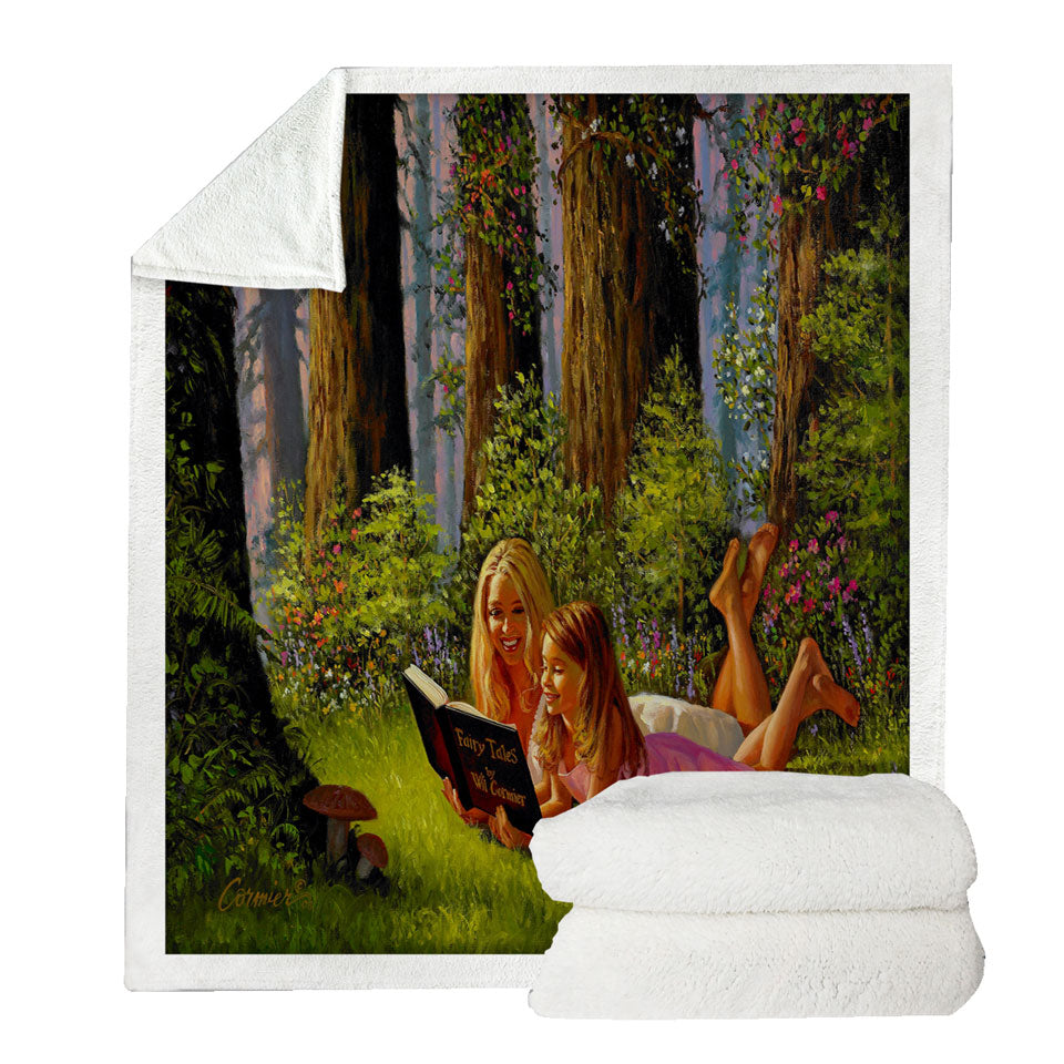 Art Decorative Blankets Special Moments Mother and Daughter in the Forest