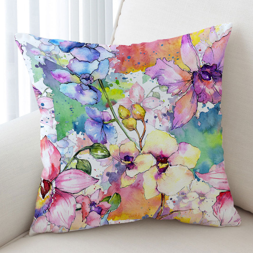 Art Decorative Cushions Watercolor Art Painting Flowers