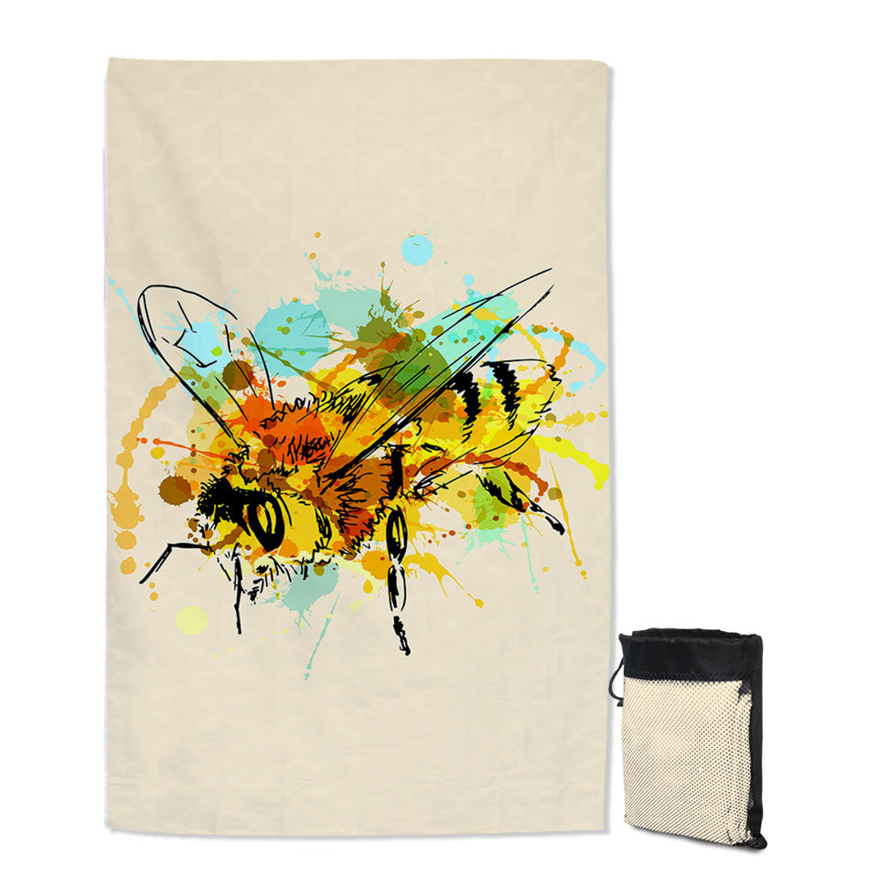 Art Drawing Bee Beach Towel for Travel