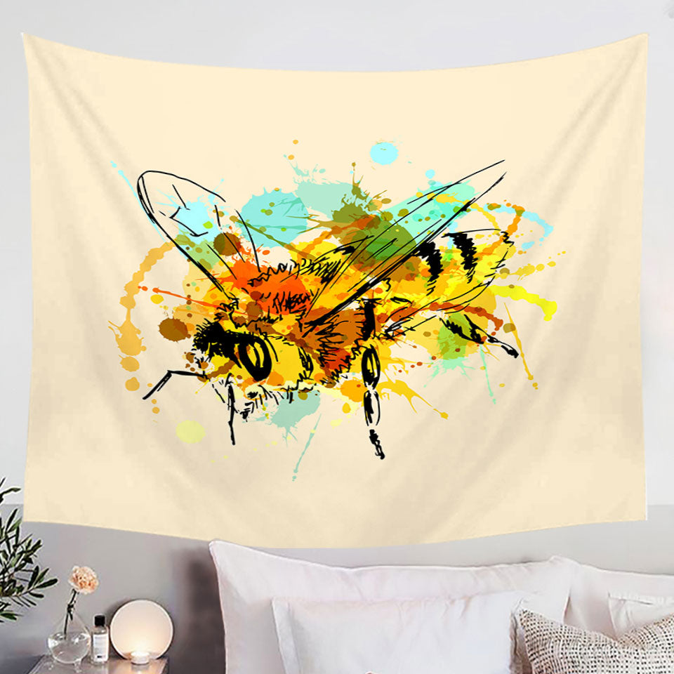 Art Drawing Bee Hanging Fabric On Wall