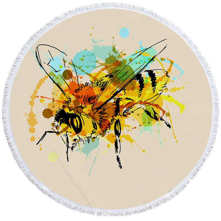 Art Drawing Bee Round Towel