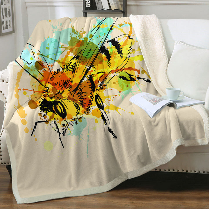 Art Drawing Bee Throw Blanket