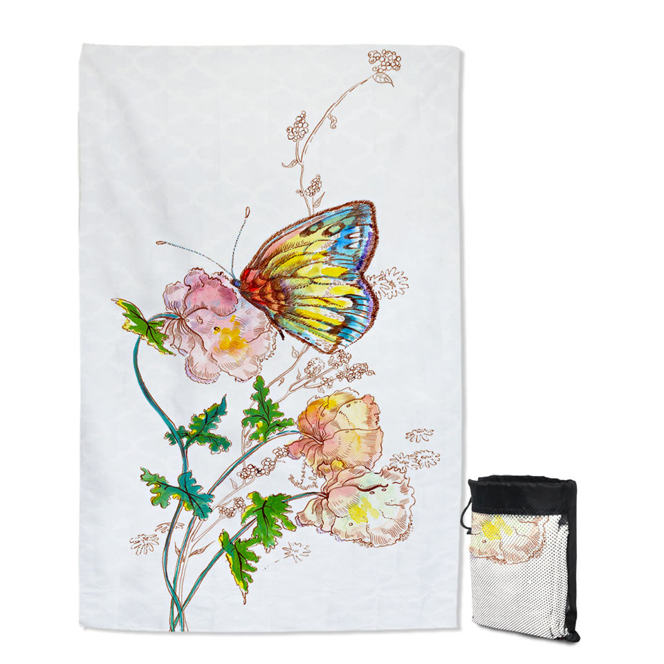 Art Drawing Butterfly Beach Towels On Sale