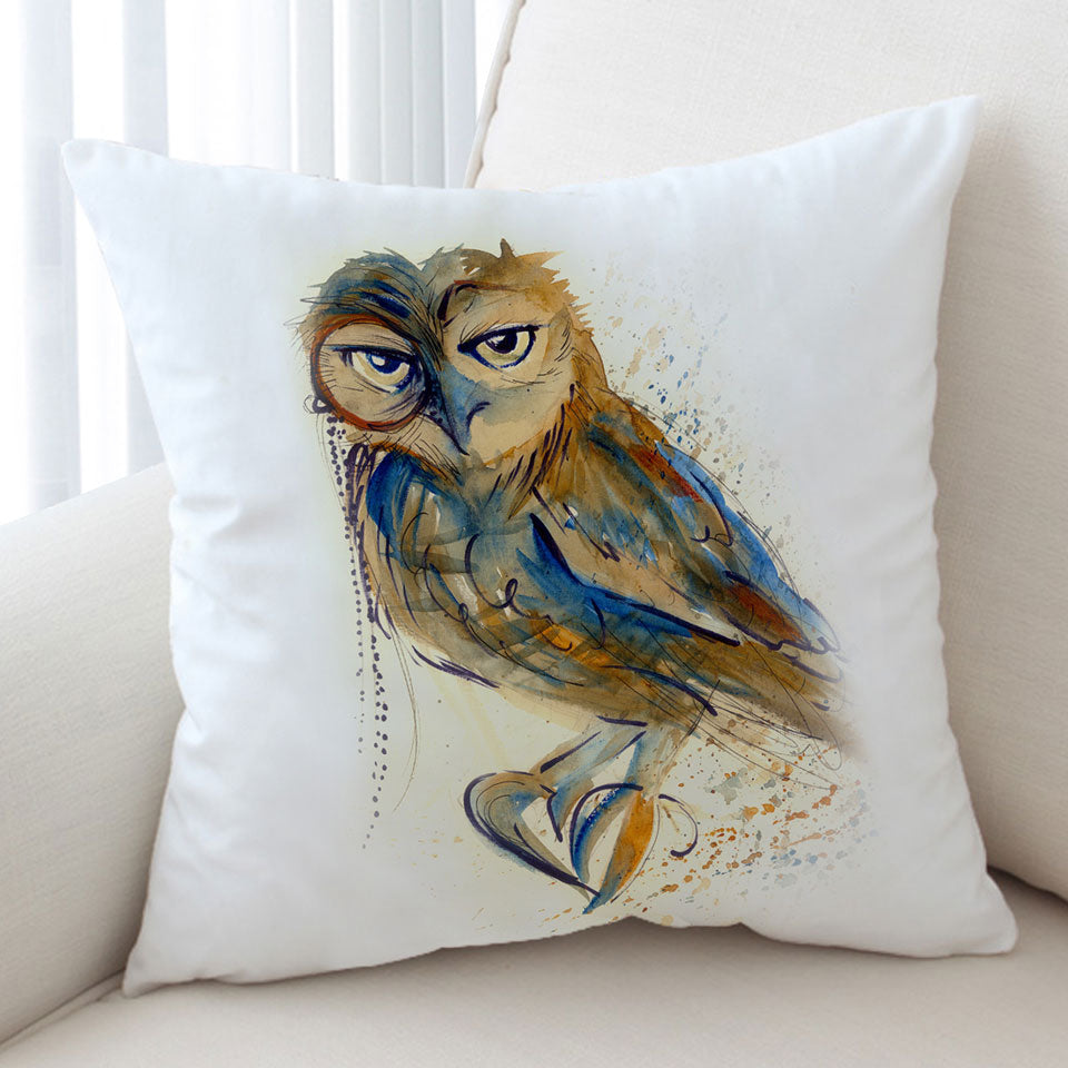 Art Drawing Throw Cushions with Sophisticated Owl
