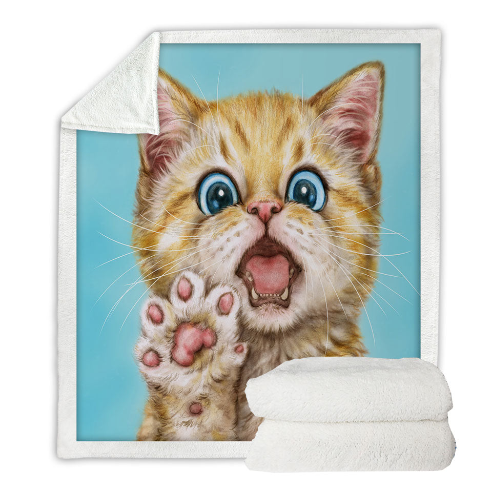 Art Lightweight Blankets with Drawing Cats Beautiful Ginger Kitten