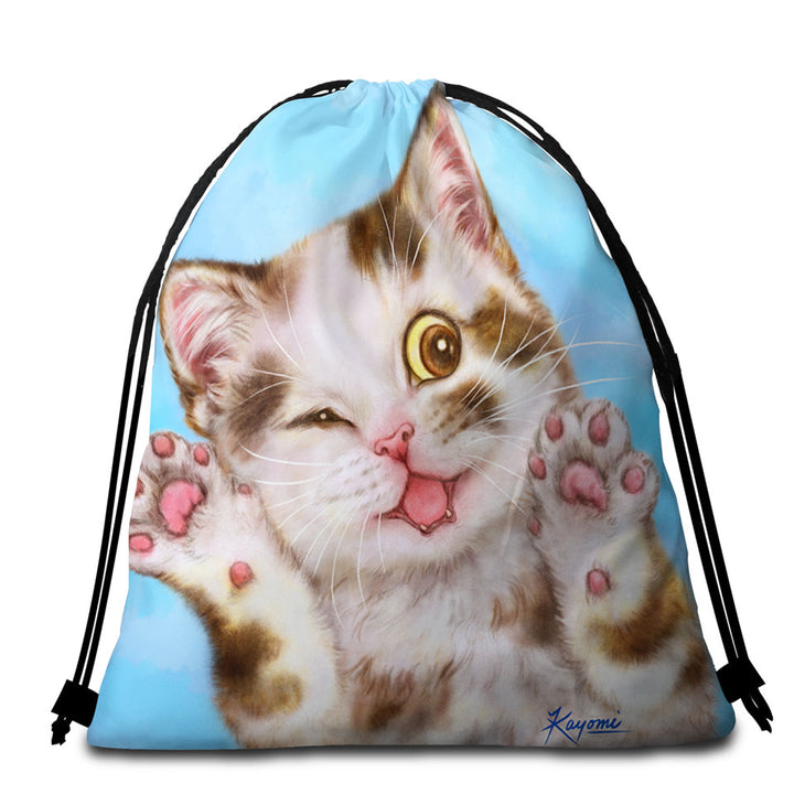 Art Painted Beach Bags and Towels Cats Cute Brown Spotted Kitten
