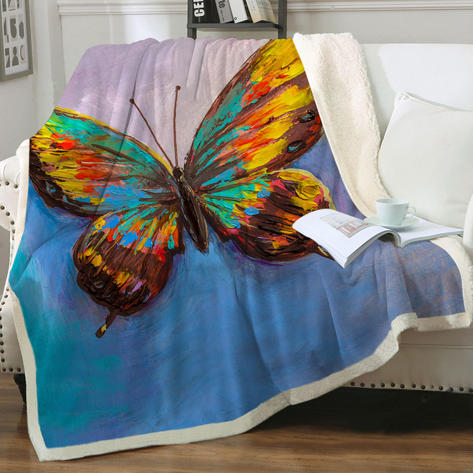 Art Painted Butterfly Fleece Blankets