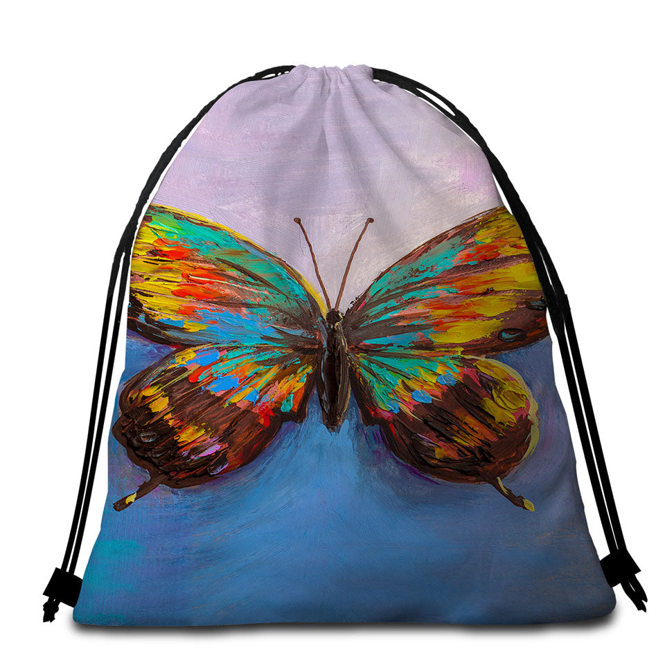 Art Painted Butterfly Packable Beach Towel