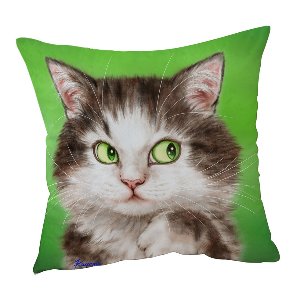 Art Painted Cushion Covers Mysterious Green Eyes Cat