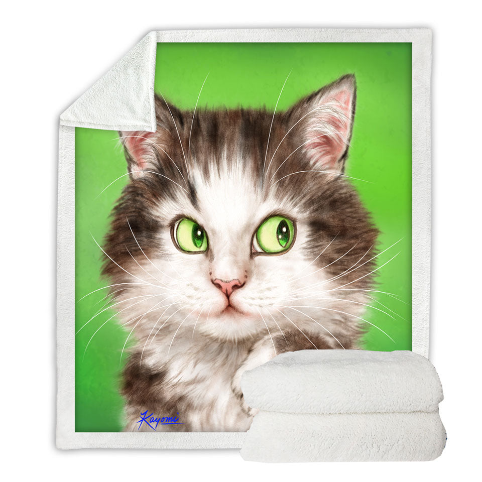 Art Painted Decorative Blankets Mysterious Green Eyes Cat
