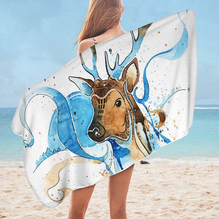 Art Painted Deer Microfiber Beach Towel