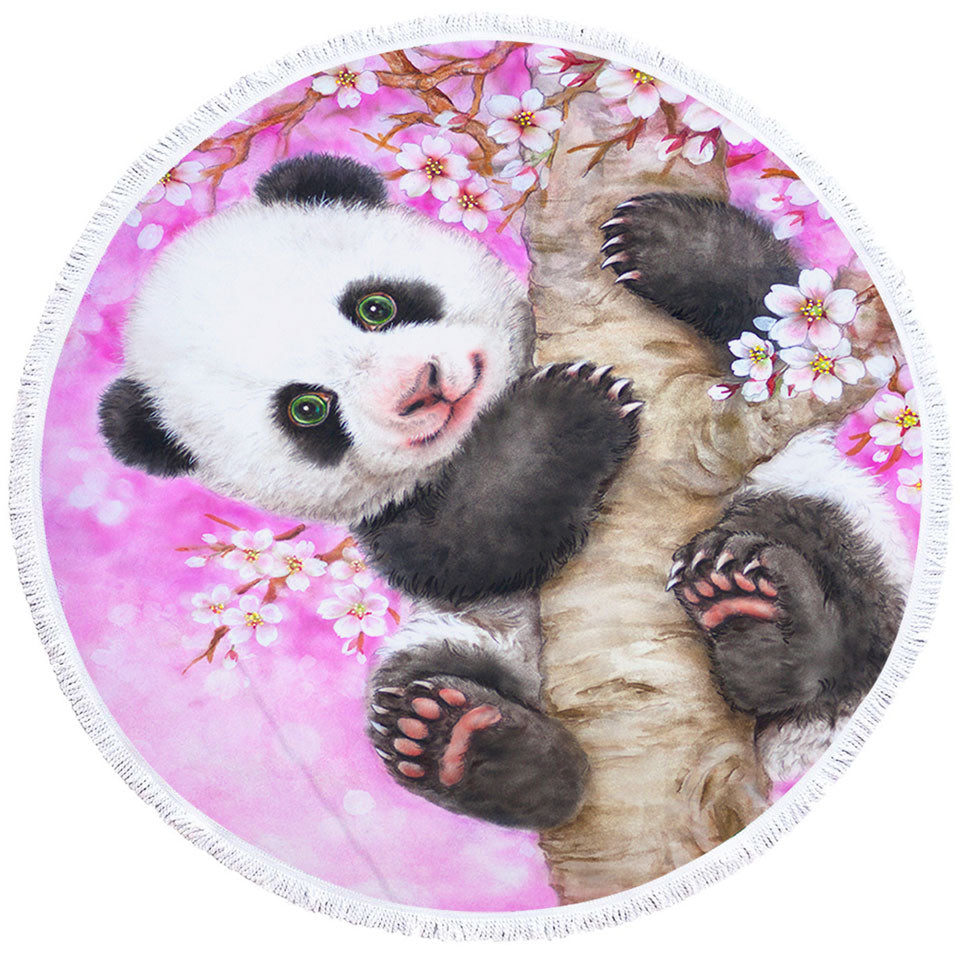 Art Painted Design Cherry Blossom Panda Beach Towel