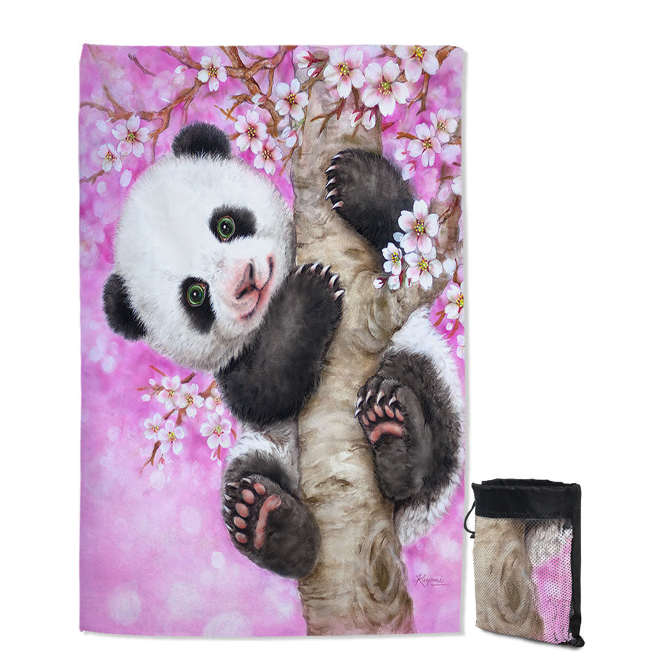 Art Painted Design Cherry Blossom Panda Giant Beach Towel