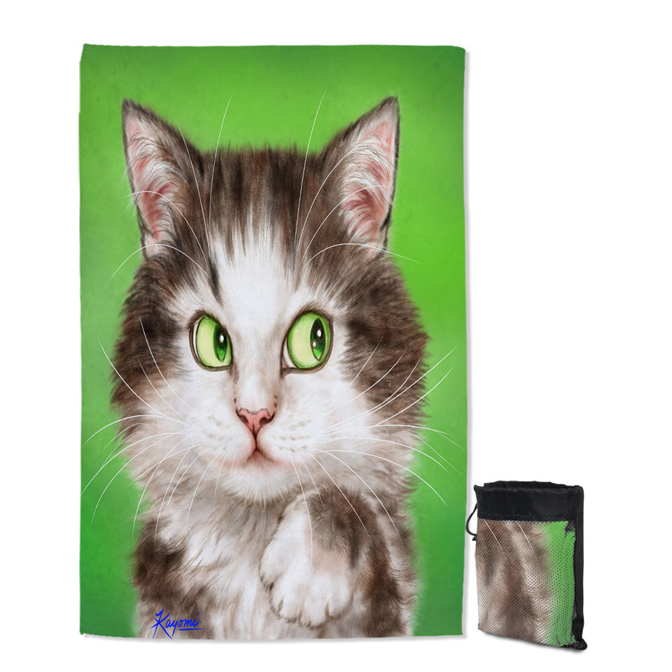 Art Painted Microfiber Towels For Travel Mysterious Green Eyes Cat