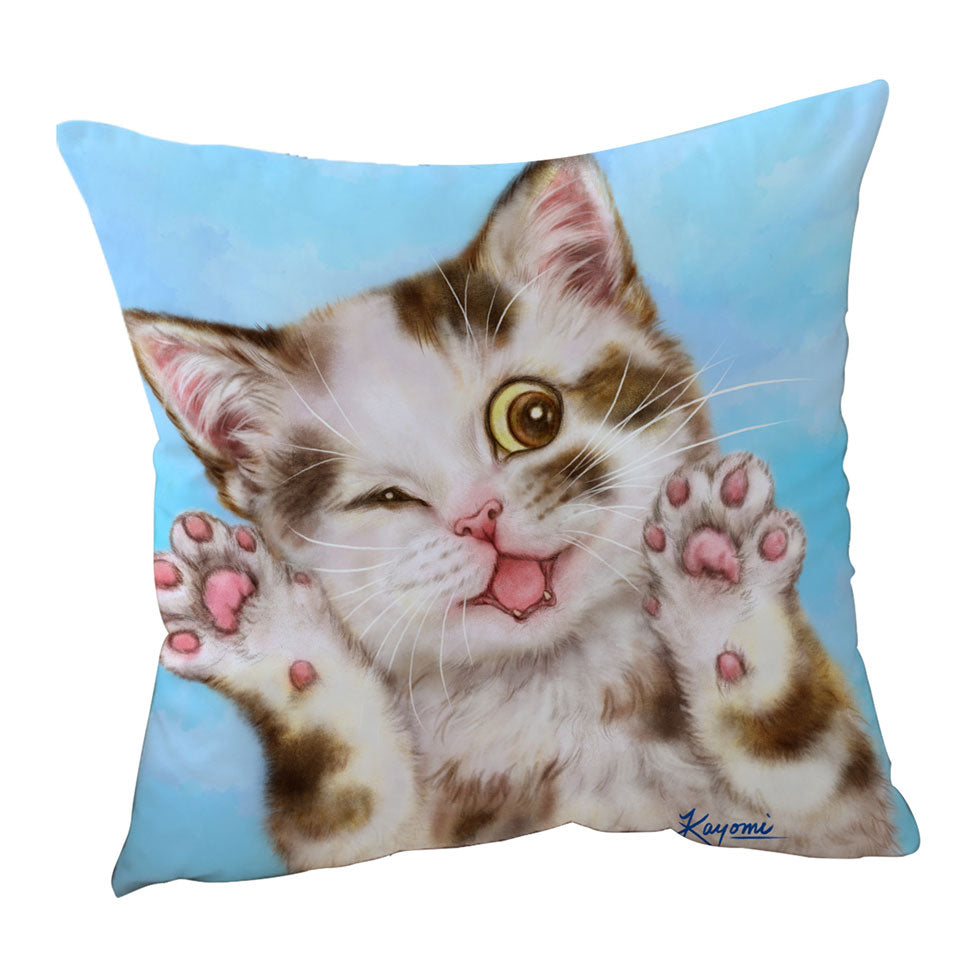 Art Painted Throw Pillows Cats Cute Brown Spotted Kitten