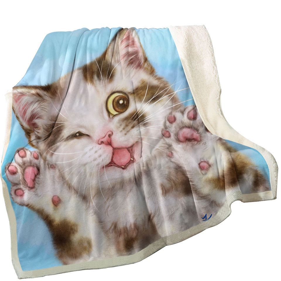 Art Painted Throws Cats Cute Brown Spotted Kitten