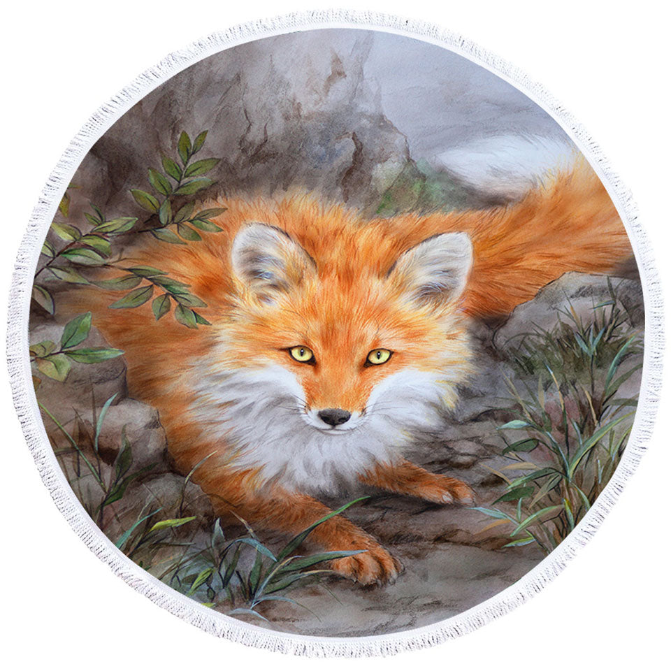 Art Painting Autumn Fox in the Wild Beach Towels