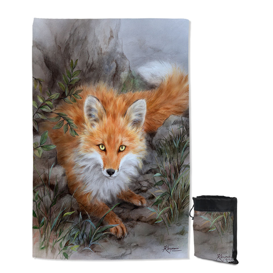 Art Painting Autumn Fox in the Wild Lightweight Beach Towel