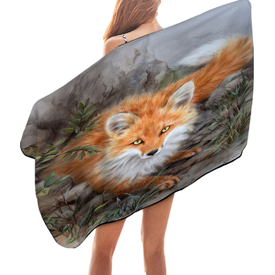 Art Painting Autumn Fox in the Wild Pool Towels