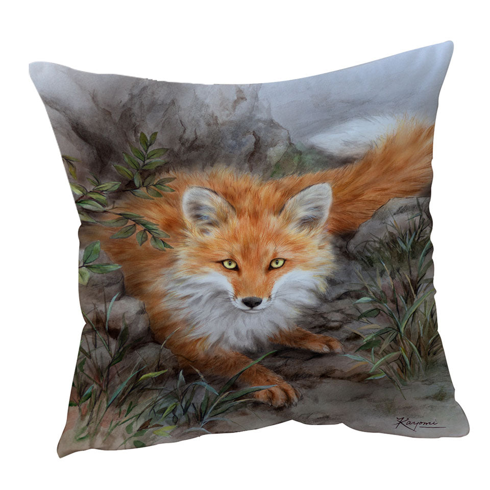 Art Painting Autumn Fox in the Wild Throw Pillows and Cushions
