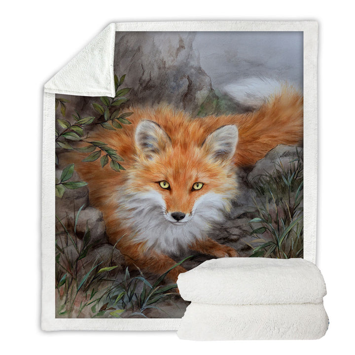 Art Painting Autumn Fox in the Wild Throws