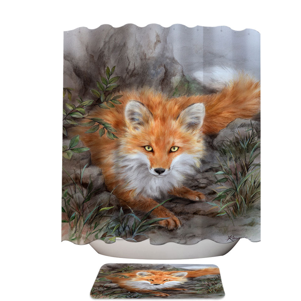 Art Painting Autumn Fox in the Wild shower Curtains