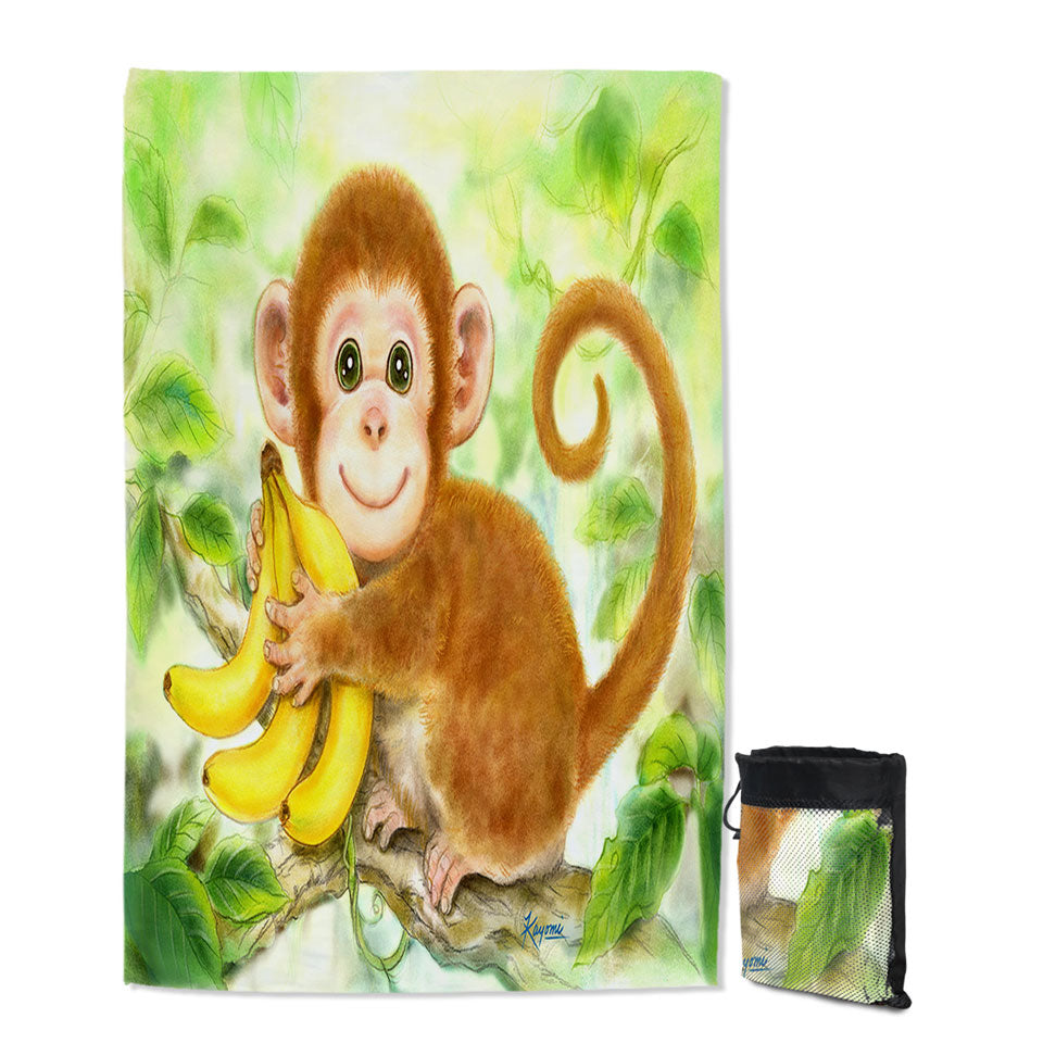 Art Painting Beach Towels for Kids Baby Monkey