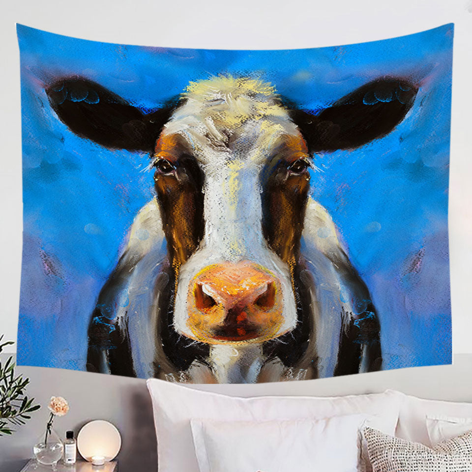 Art Painting Black and White Cow Tapestry Wall Hanging